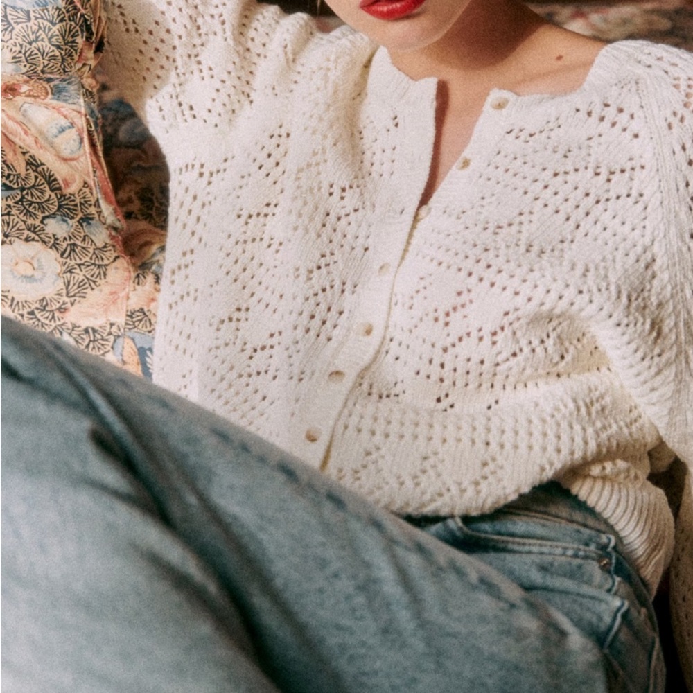 Sézane White Capucine Cardigan